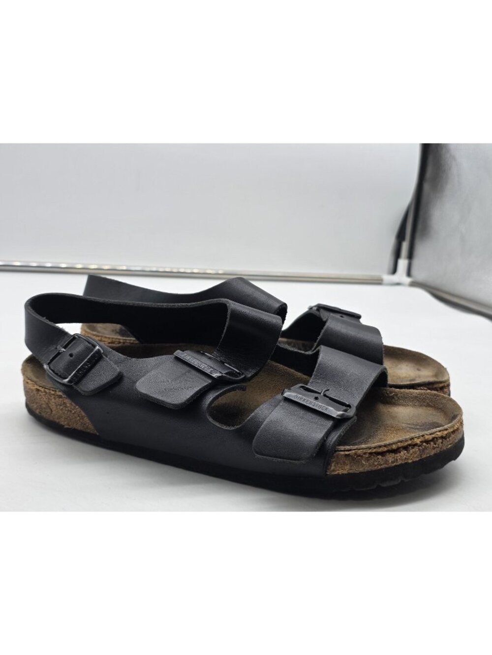 Birkenstock Milano Sandals Womens Size 9 40 Black Leather Slingback Damage Shoes